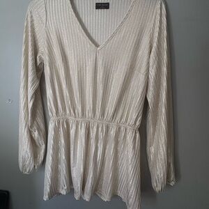 Lane Bryant Shimmering Cream V-Neck Blouse